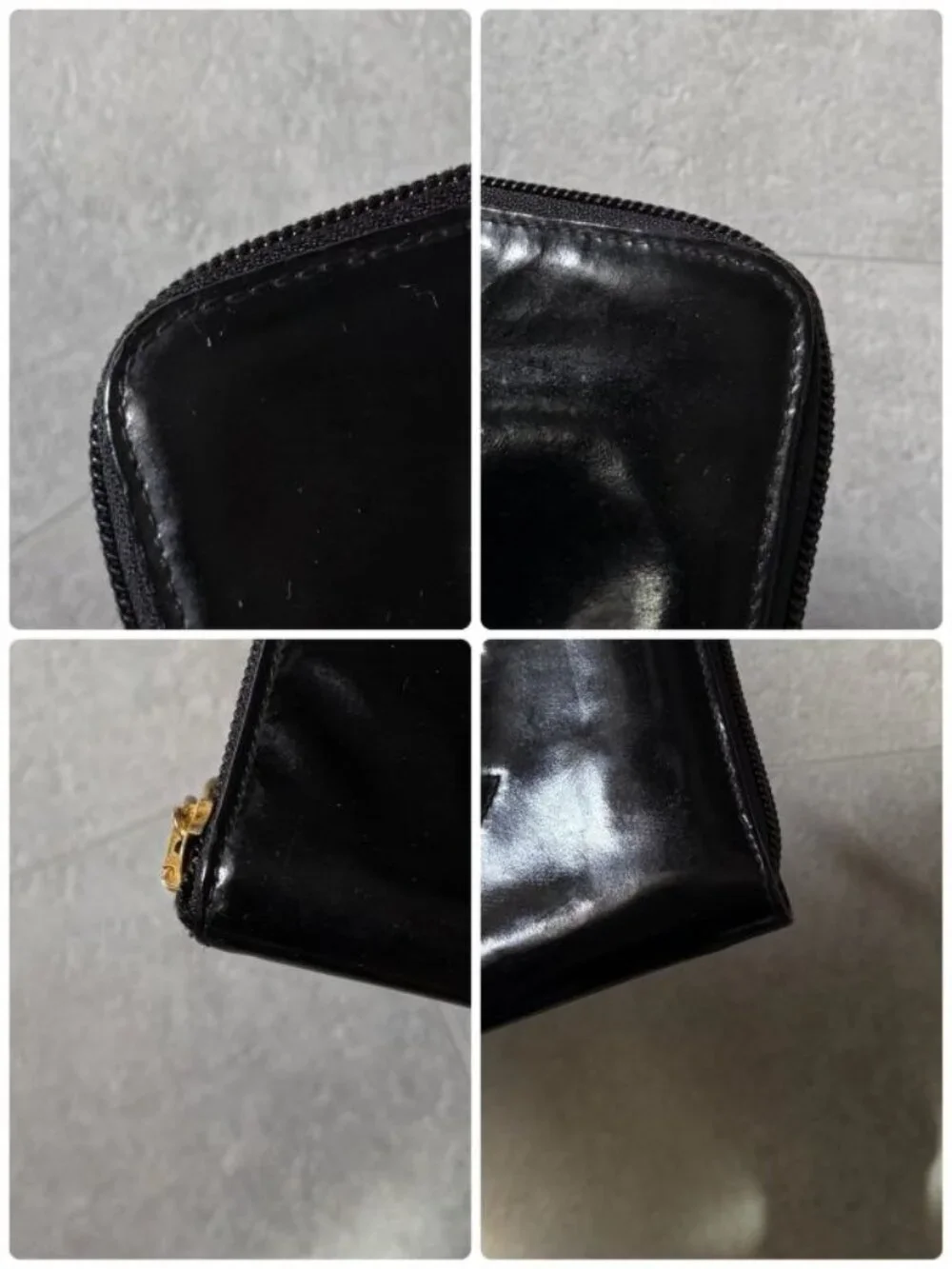 Chanel Round Zipper Long Wallet Coco Patent Leather Decacoco Black